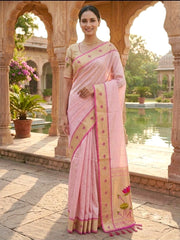 Beautiful Soft Zari Kanchivaram Tissue Paithani Silk Saree