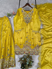 Attractive Chinon Silk Sequence Embroidery Work Salwar Suit