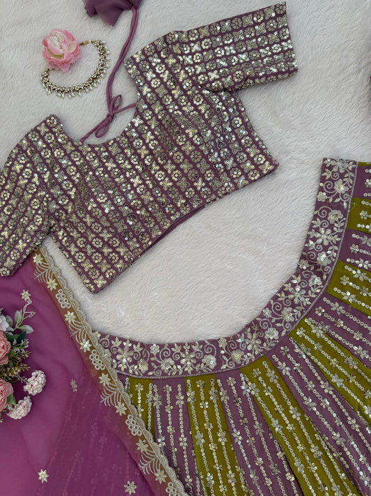 Party-wear Georgette Thread With Sequence Work Lehenga Choli