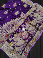 Beautiful Pure Dola Banarasi Silk Zari Weaving Work Saree