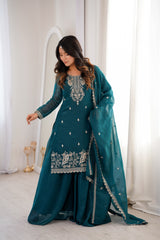 Festive Special Pure Soft Crunchy Silk Embroidery Sequence Work Sarara Set
