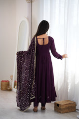 Festive Special Georgette Fancy Neck Embroidery Sequence & Zari Work Anarkali Gown