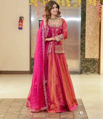 Partywear Simmer Silk Embroidery Sequence & Moti Top Lehenga & Dupatta Set