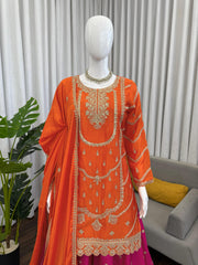 Party-wear Chinon Silk Thread With Sequence Work Dress