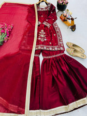 Party-wear Jimmy Choo Cording Embroidery Sequence Work Top palazzo Set