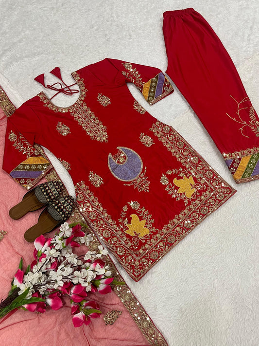 Designer Party-wear Natural Crepe Silk Sequence Work Dress