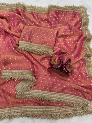 Party-wear Moss Silk With Jacquard Butti Designer Saree