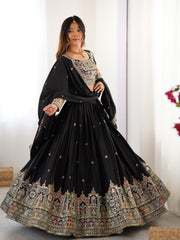 Beautiful Crep Silk Coding Dori With Thread & Sequence Work Lehenga Choli