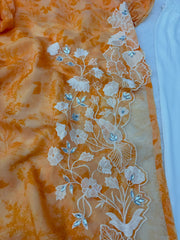 Trendy Organza Silk Digital Printed With Real Mirror Work Top Pant With Shrug