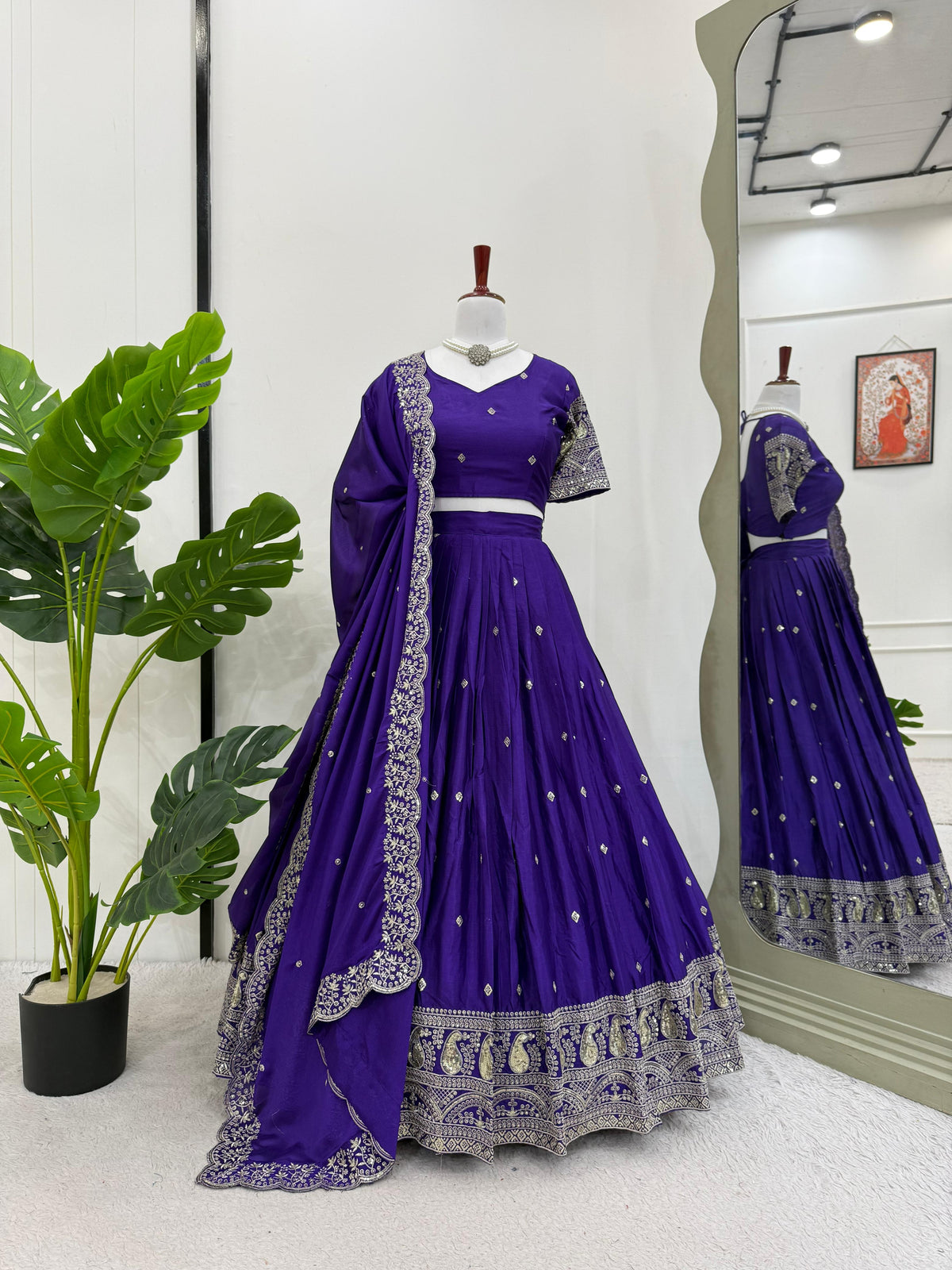 Beautiful Chinon Silk thread With Sequence Work Lehenga Choli