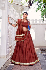 Beautiful Pure Chanderi Zari Weaving Work Lehenga Choli