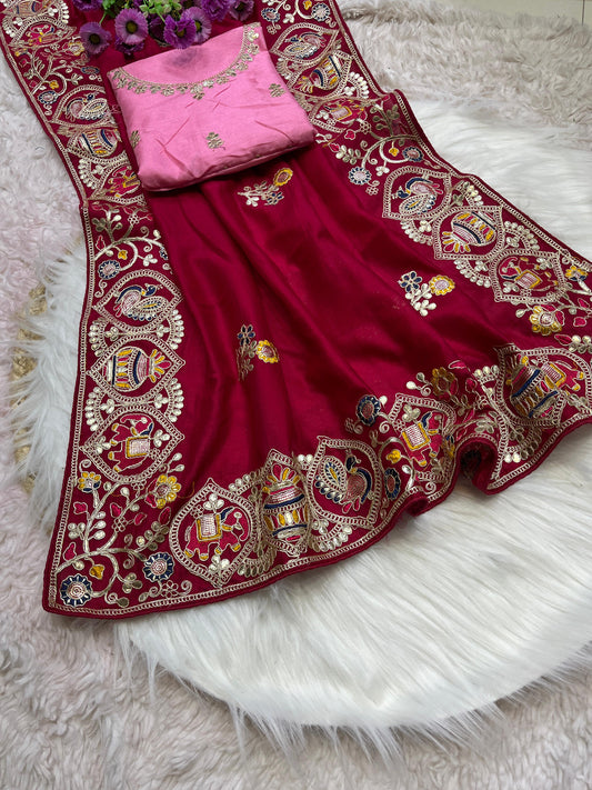 Beautiful Festival Special soft Vichitra Silk Saree