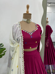 Beautiful Reyon Digital Printed With Real Mirror Work Lehenga Choli