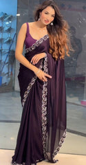 Party-wear Rangoli Silk Shining Handmade Diamond Panel Work Saree