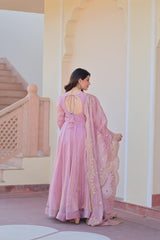 Beautiful Fendy Chiffon Rich Sequence & Zari Embroidered Gown