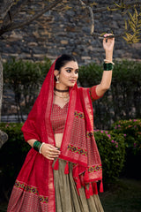 Effortless Glamours Tussar Silk Floral Printed With Foil Printed Lehenga Choli