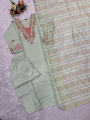 Beautiful Roman Silk Embroidery Sequence Work Salwar suit