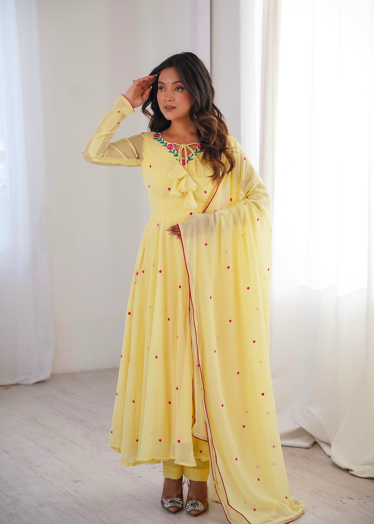 Beautiful Georgette Designer Embroidery With Thread Work Anarkali Gown