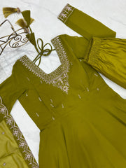 Pure Soft Georgette Embroidery Work Gown