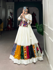 Navratri Special White Rayon Silk Lehenga Choli