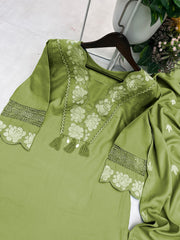 Beautiful Designer Rayon Cotton Embroidery Work Dress