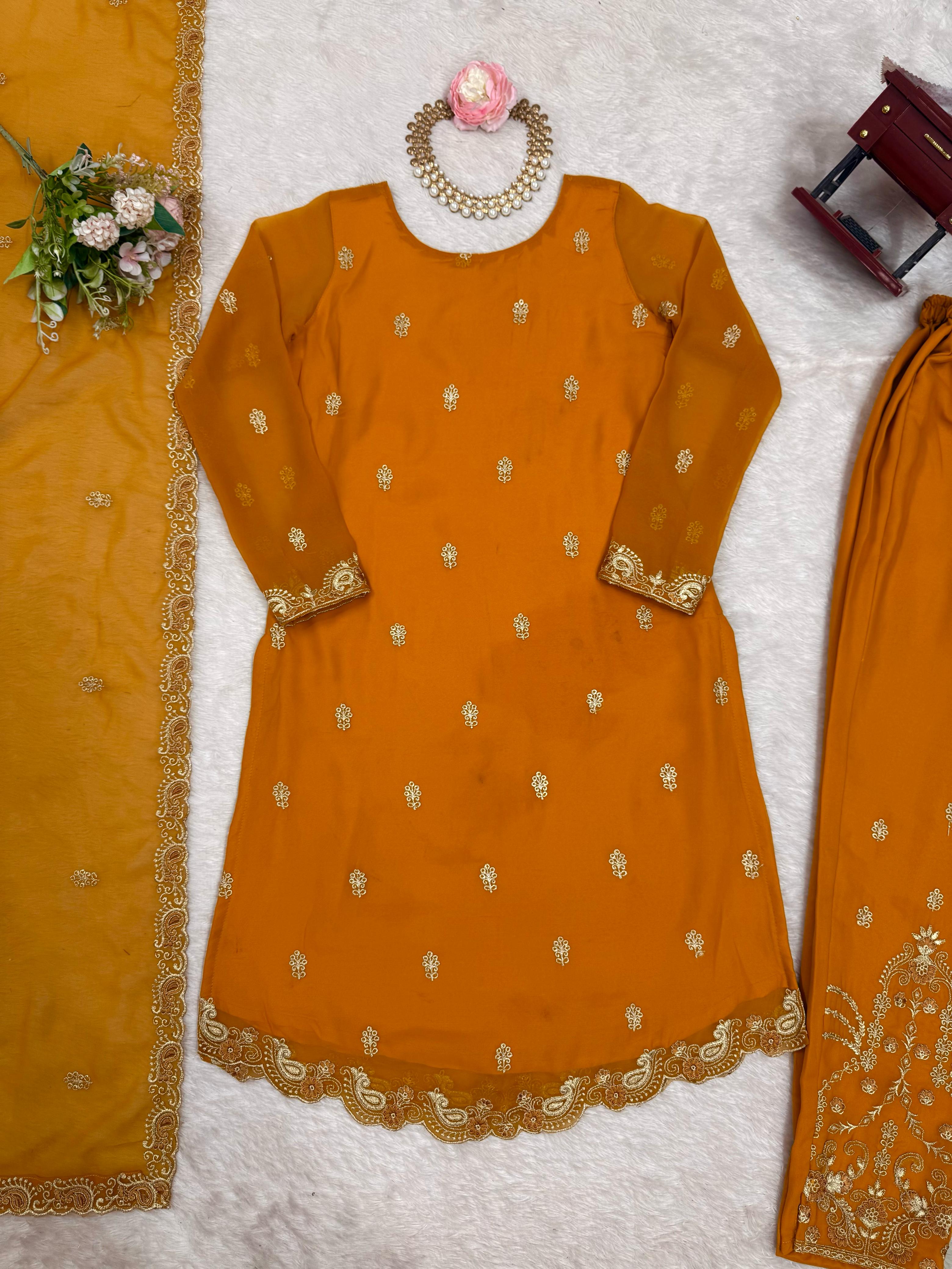 Party-wear Georgette Thread Work Salwar Suit