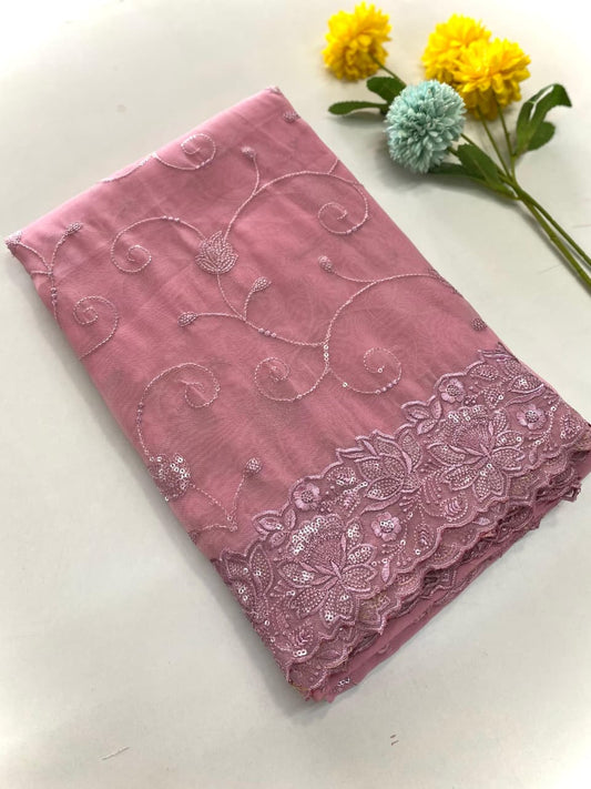 Beautiful Soft Organza Silk  Chex Waving Saree