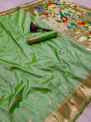 Beautiful Pure Kanchivaram Paithani Silk Zari Weaving Saree