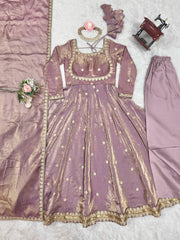 Beautiful Party-wear Fandy Silk Sequence Work Gown