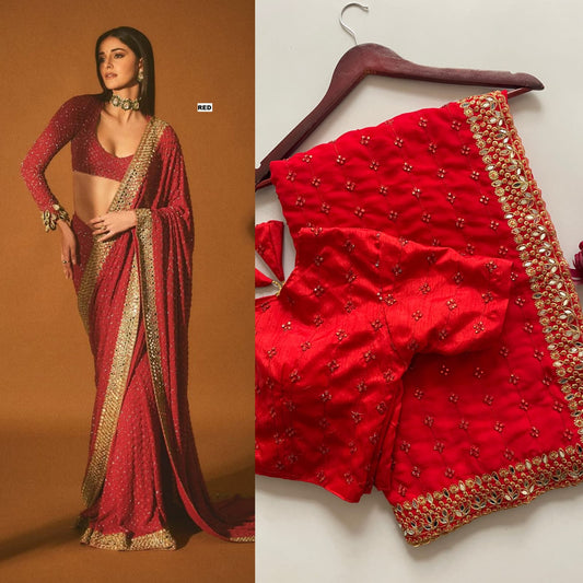 Party-wear Bollywood Blockbuster Georgette Embroidery Sequence Work Saree
