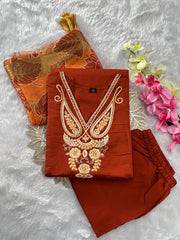 Beautiful Roman Silk Embroidery With Sequence Work Dress