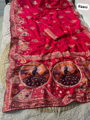 Beautiful Viscose Weaving With Rich Pallu Peacock Meena Work Saree