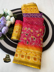 Beautiful Traditional Printed Bandej Printed Saree
