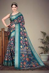 Beautiful Cotton Silk Digital Printed With Fancy Tassels Saree