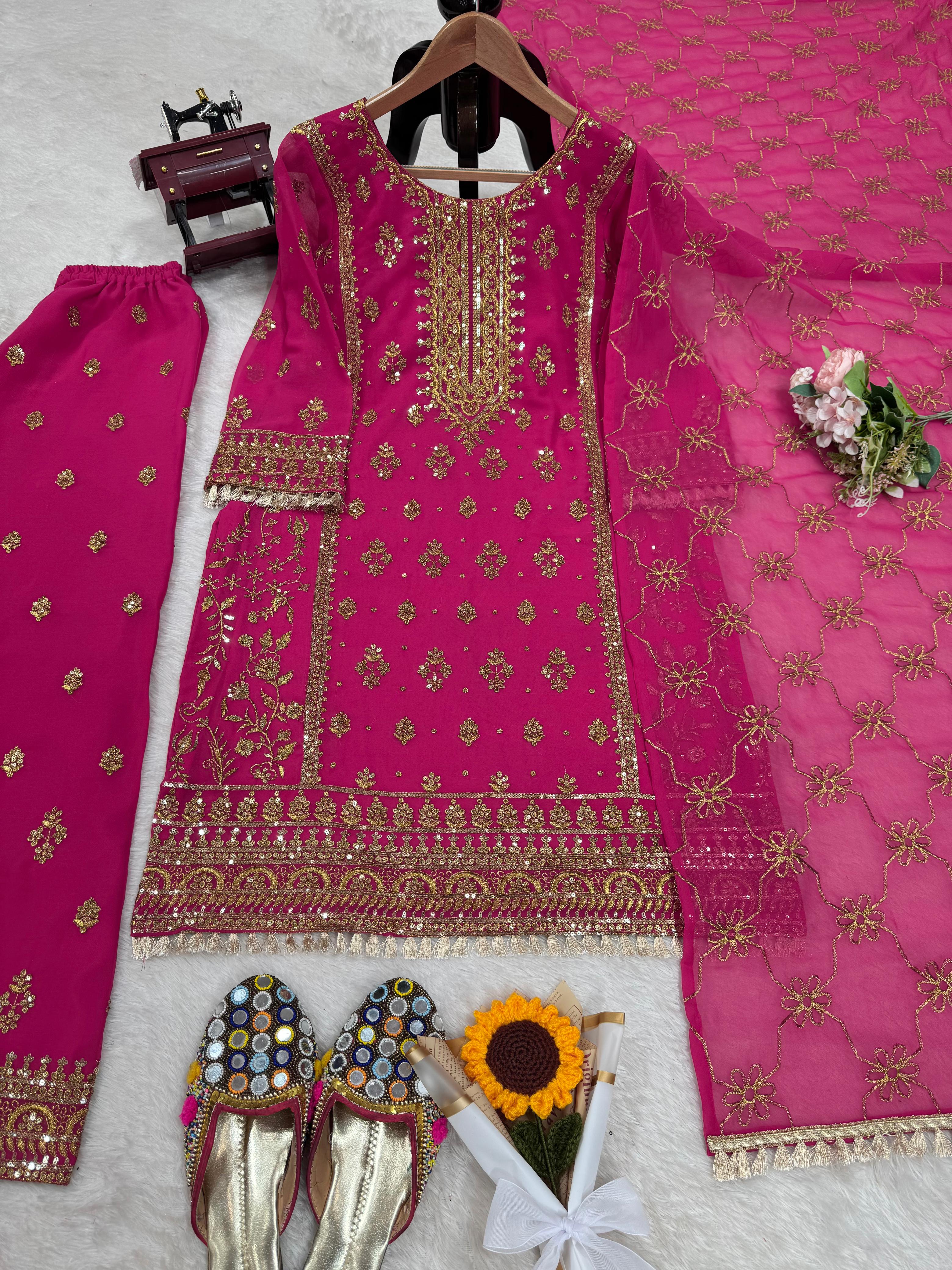 Party-wear Georgette Thread With Sequence Work Salwar Suit