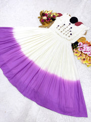 Stylish Beautiful Pure Mul Mul Cotton & Dual Color Pure Hand Work Gown