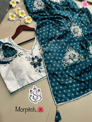 Beautiful Bandhej Printed Chiffon Silk Saree