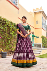 Effortless Glamours Tussar Silk Floral Printed With Foil Printed Lehenga Choli