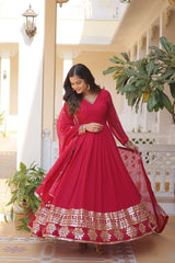 Beautiful Blooming With Sequence  & Embroidery Work Gown