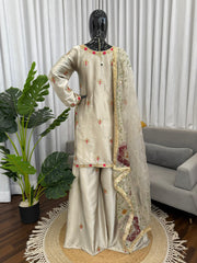 Party-wear Japan Satin Silk Thread With Sequence Work Sharara