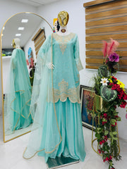 Designer Fandy Silk Embroidery Sequence Work Suit