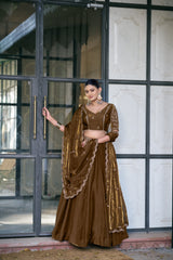 Beautiful Fendy Silk Sequence & Thread Embroidery Work Lehenga Choli