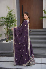 Designer Party-wear Heavy Diamond Silk Embroidery Thread Sequence Work Gown