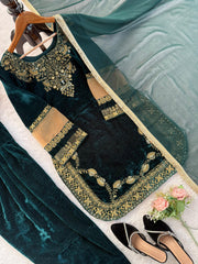 Winter Special Viscose Velvet Thread With Sequence Work Salwar Suit