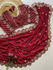 Bollywood Blockbuster Georgette Sequence Work & Original Mirror Saree