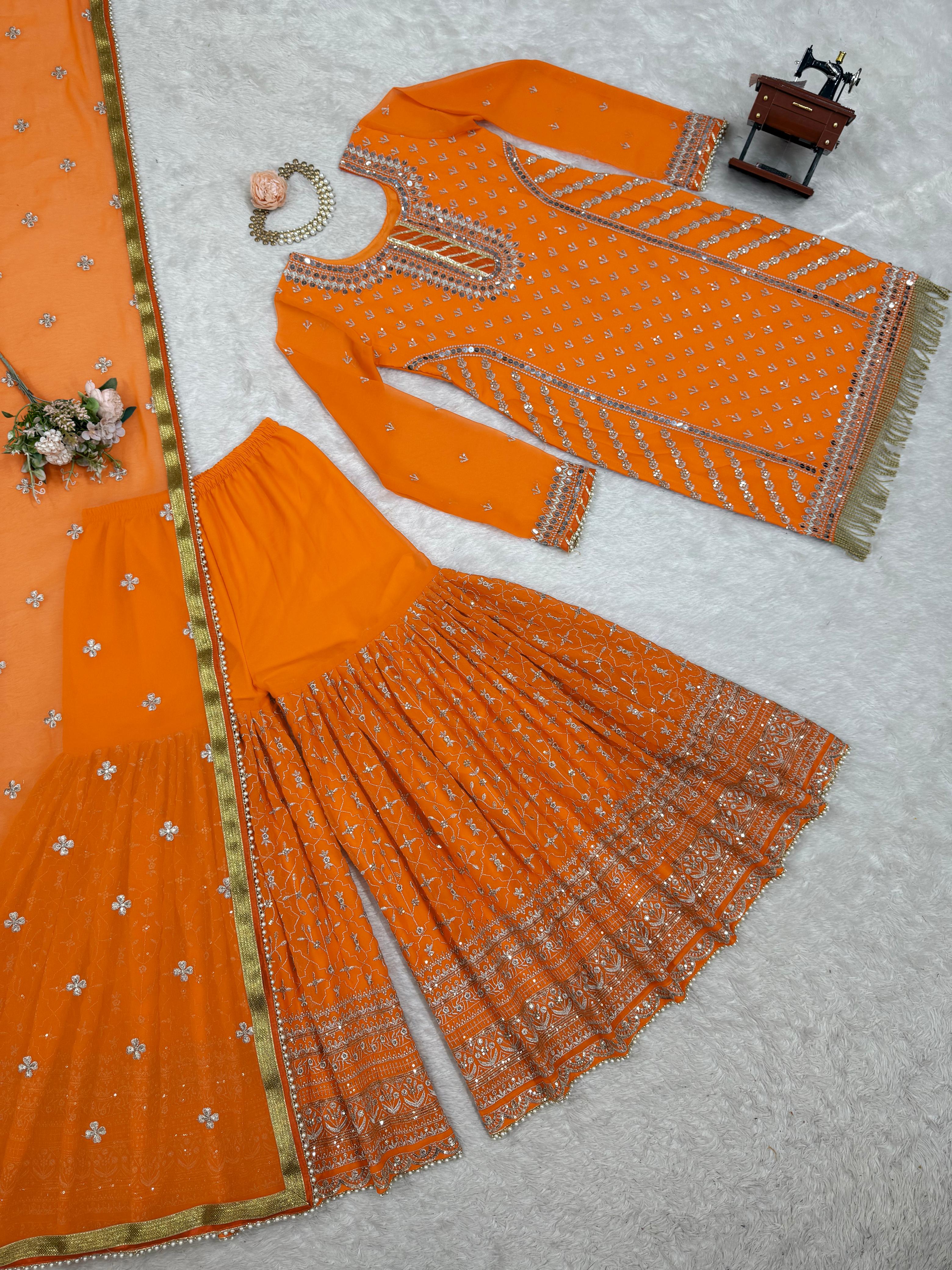 Party-wear Georgette Thread With Sequence Work Sharara