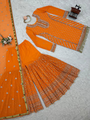 Party-wear Georgette Thread With Sequence Work Sharara