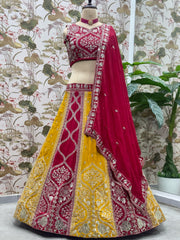 Designer Vichitra Silk Embroidery & Sequence Work Lehenga Choli