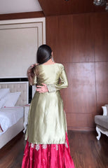 Beautiful Moss Satin Sequence Embroidery Work Suit