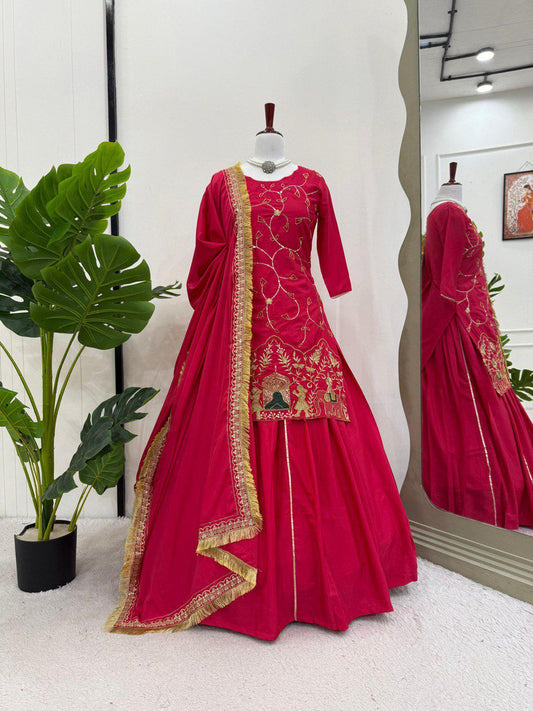 Beautiful Natural Crepe Silk Beads With Thread & Sequence Work Sharara